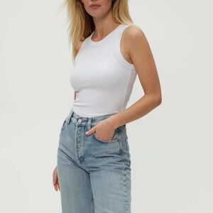 Express Sleeveless Ribbed Tank Top Casual Everyday Basic White Size XL / #5430